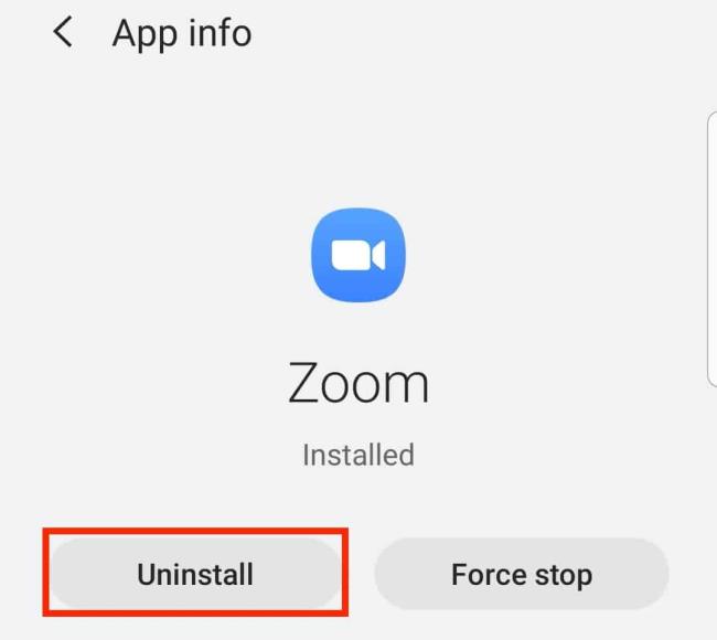 Opțiunea de dezinstalare pe un dispozitiv Android