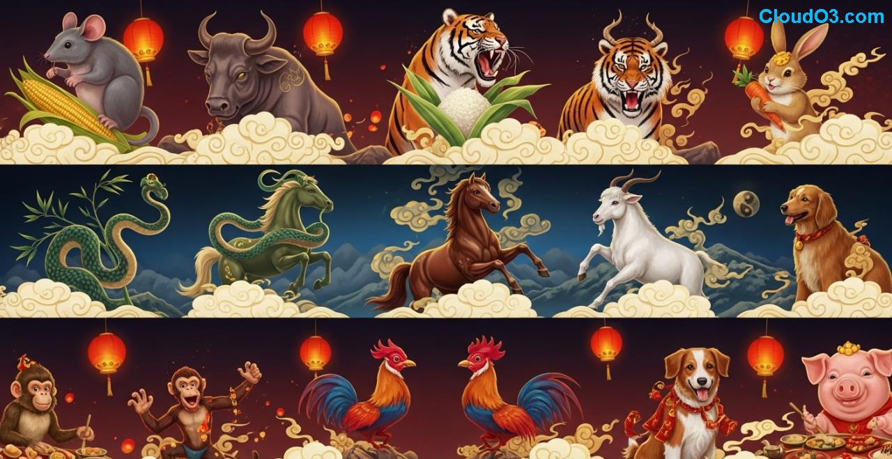 Detaillierte Darstellung der chinesischen Tierzeichen