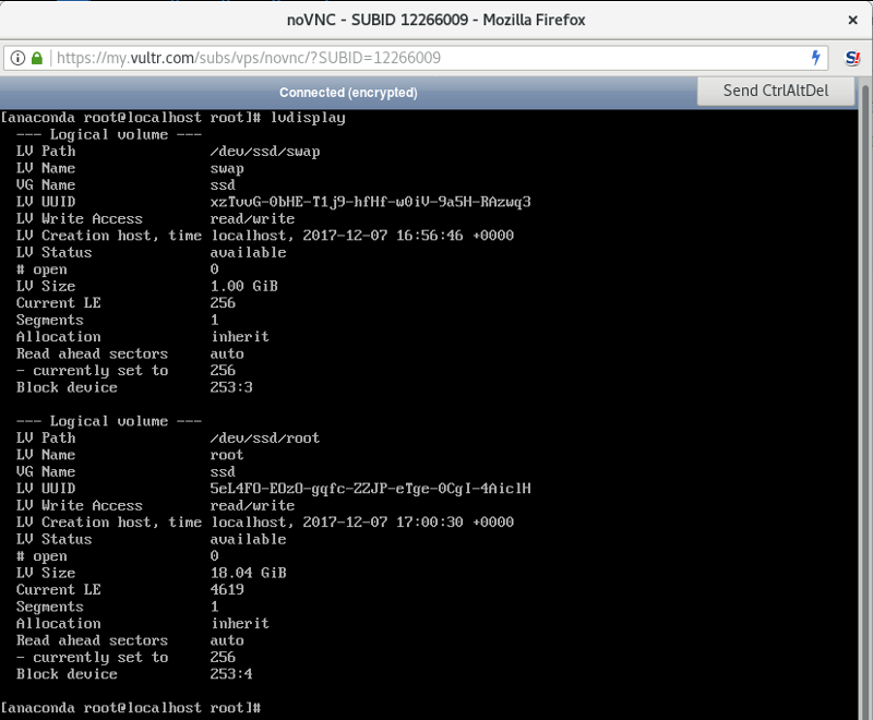 安装和设置CentOS 7以使用SSH远程解锁LUKS磁盘加密上的LVM