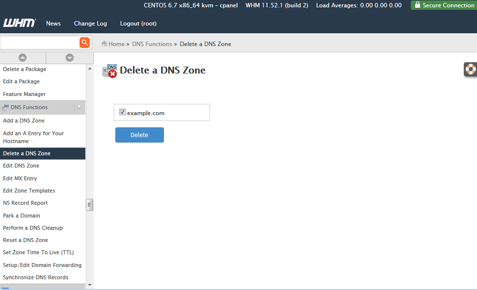 Cómo agregar una zona DNS en cPanel / WHM