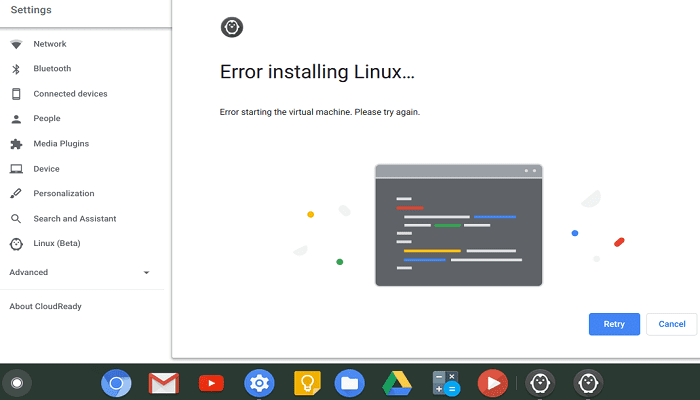 Réparer Chromebook "Erreur d'installation de Linux" bêta