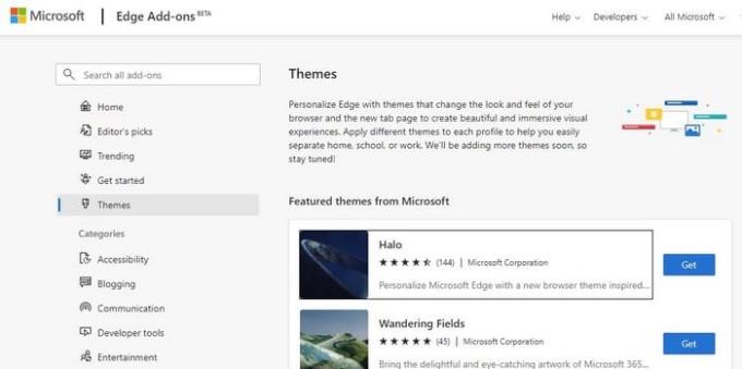 MicrosoftEdgeの新しいテーマをダウンロードする方法