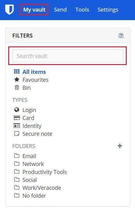 Bitwarden: Cách tìm kiếm Vault của bạn