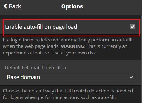 Bitwarden：ページ読み込み時に自動入力を有効にする方法