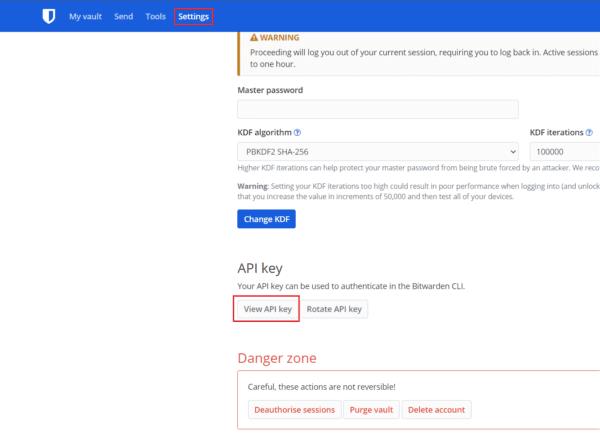 Bitwarden: كيفية عرض مفتاح API الخاص بك