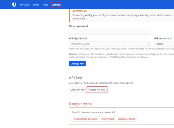 Bitwarden: كيفية عرض مفتاح API الخاص بك