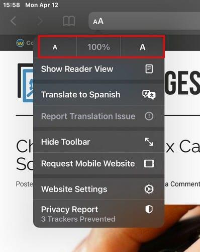 Hoe de grootte van tekst op elke website op iPad te vergroten