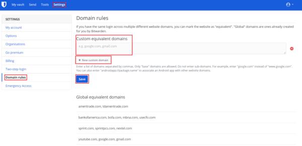 Bitwarden: So fügen Sie benutzerdefinierte äquivalente Domänen hinzu