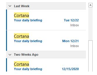 Correção: não é possível cancelar a assinatura do Cortana Daily Briefing