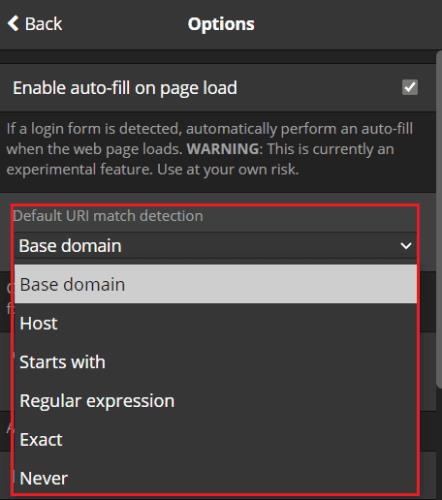 Bitwarden: configureren hoe URL's worden gematcht