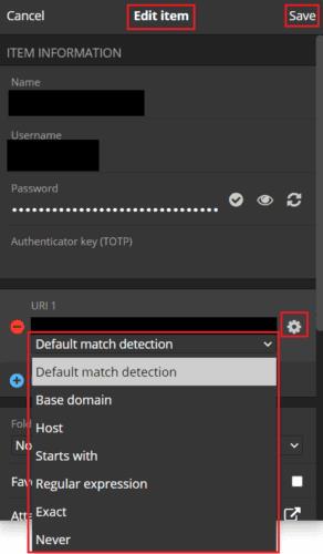 Bitwarden: configureren hoe URL's worden gematcht