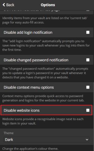 Bitwarden: come disabilitare le icone del sito web