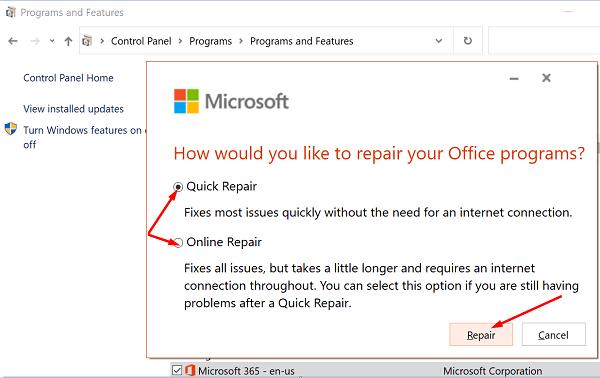 Sửa mã lỗi Microsoft Office 0x4004f00c