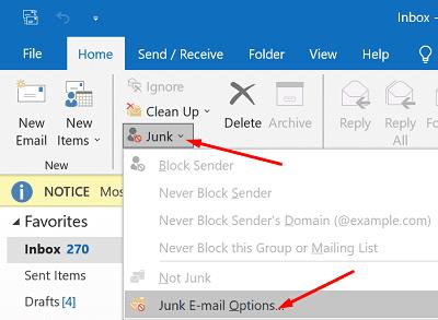 Cách tắt bộ lọc email rác của Outlook