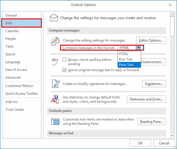 change message preview in outlook 2016
