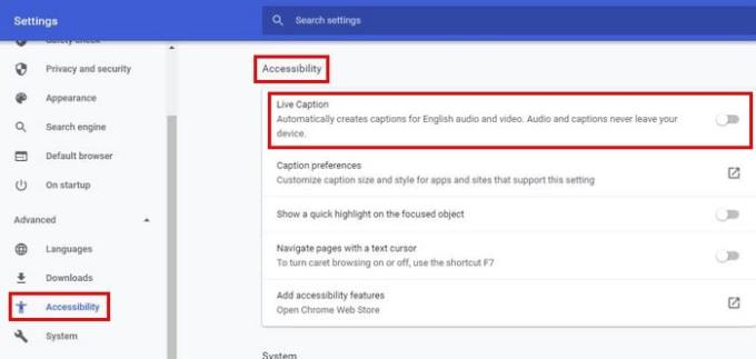 Comment activer l'option de légende sur Chrome