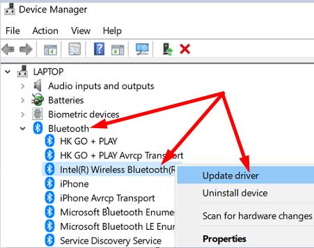 Correggi l'interruttore Bluetooth mancante su Windows 10