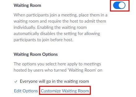 Jak dostosować poczekalnię Zoom