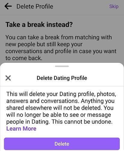 Você pode ocultar seu perfil de namoro no Facebook?
