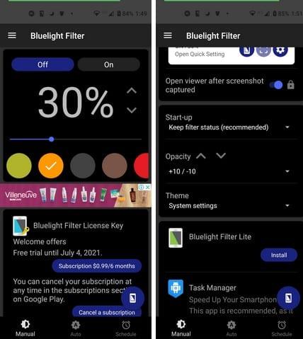 5 applicazioni indispensabili per il filtro della luce blu per Android