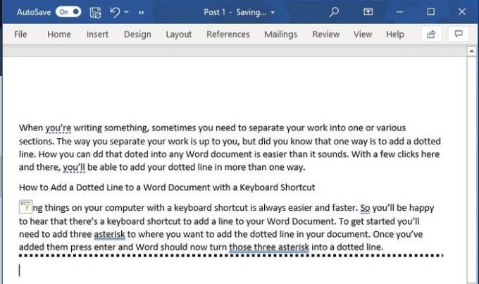 Come aggiungere una linea tratteggiata a qualsiasi documento di Word