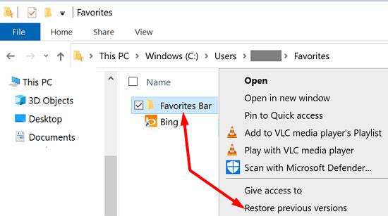 Microsoft Edge에서 삭제된 즐겨찾기를 복구하는 방법