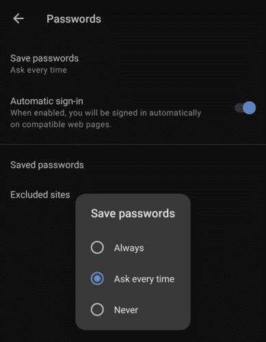 Empêcher Opera pour Android de demander à enregistrer vos mots de passe