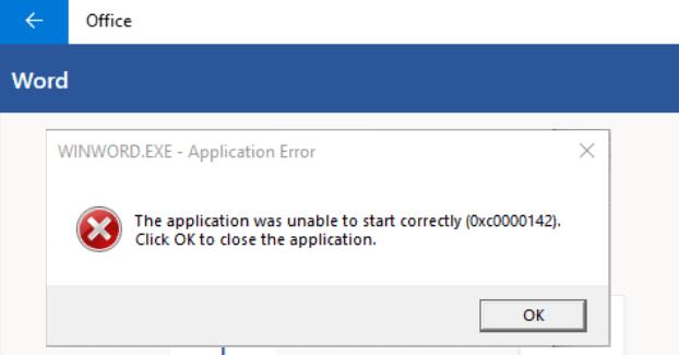 Como corrigir o código de erro do Microsoft Office 0xc0000142