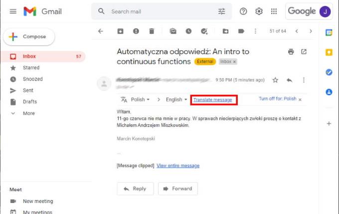 Gmail: e-mail vertalen