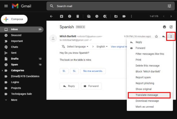 Gmail: e-mail vertalen