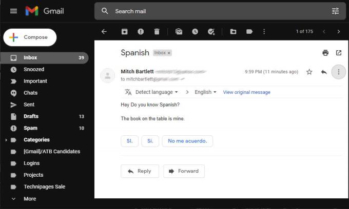 Gmail: e-mail vertalen