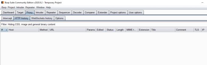 Come filtrare la cronologia HTTP in Burp Suite