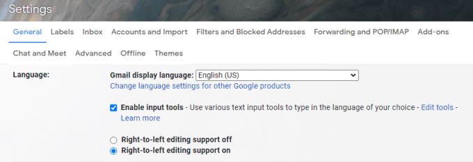Gmail: tekst van rechts naar links inschakelen
