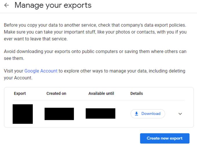 Googleアカウント：アカウントデータをダウンロードする方法