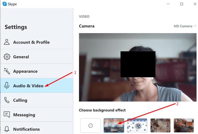 Jak rozmazać tło rozmowy wideo Skype?