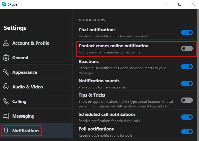 Skype: come disattivare le notifiche quando un contatto è online