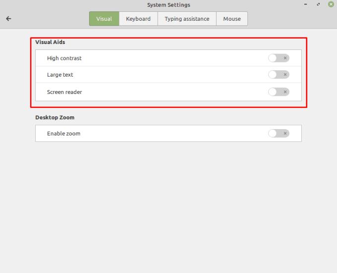 Linux Mint: functies voor visuele toegankelijkheid inschakelen