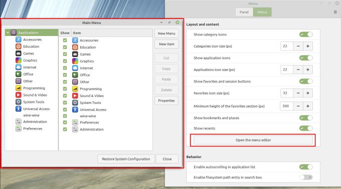 Linux Mint: come configurare l'applet del menu