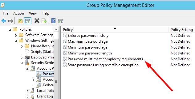 Windows 10：パスワードの複雑さの要件を削除する
