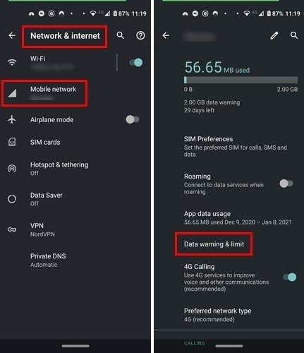 Android 10: วิธีตั้งค่าขีด จำกัด ข้อมูลมือถือ