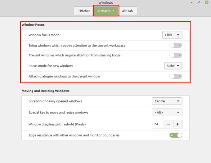 Linux Mint: Cách cấu hình cách Windows Gain Focus