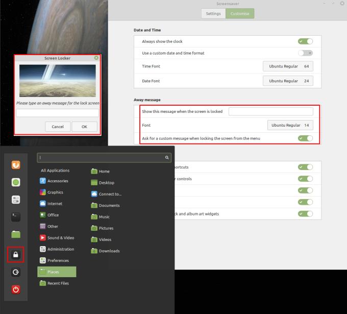 Linux Mint: como mostrar o relógio e uma mensagem de ausência na tela de bloqueio