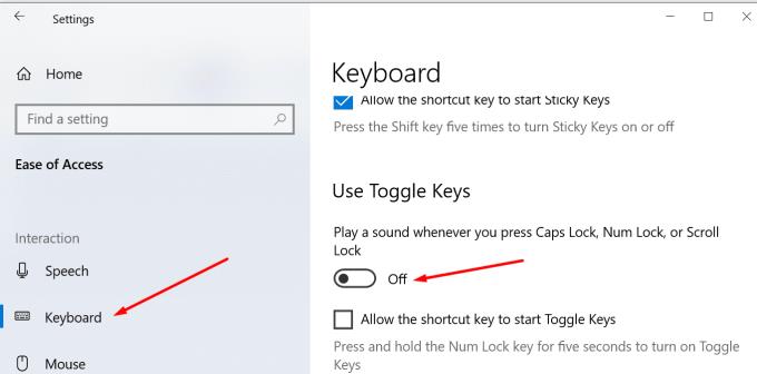 Windows 10: Caps Lock 알림 비활성화
