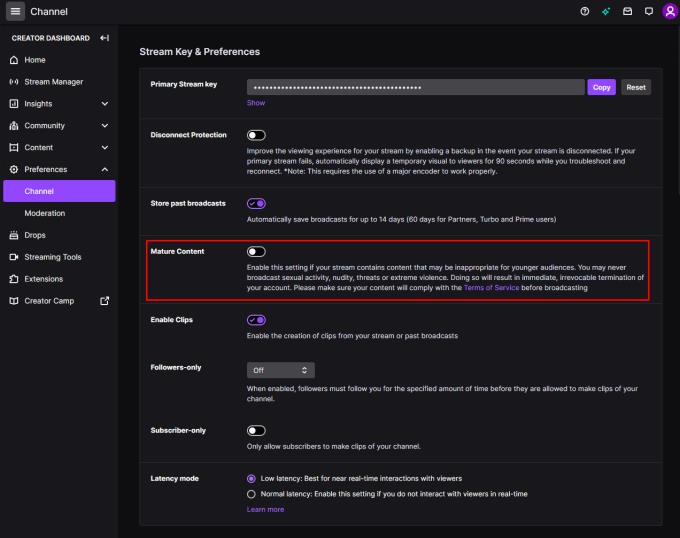 Twitch.tv : Comment marquer votre compte comme contenant du contenu pour adultes