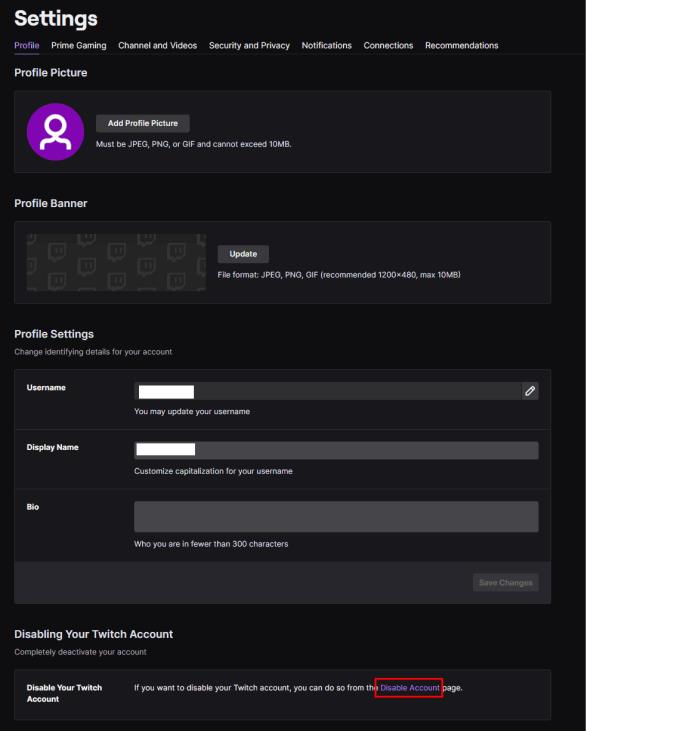 Twitch Tv アカウントを無効にする方法