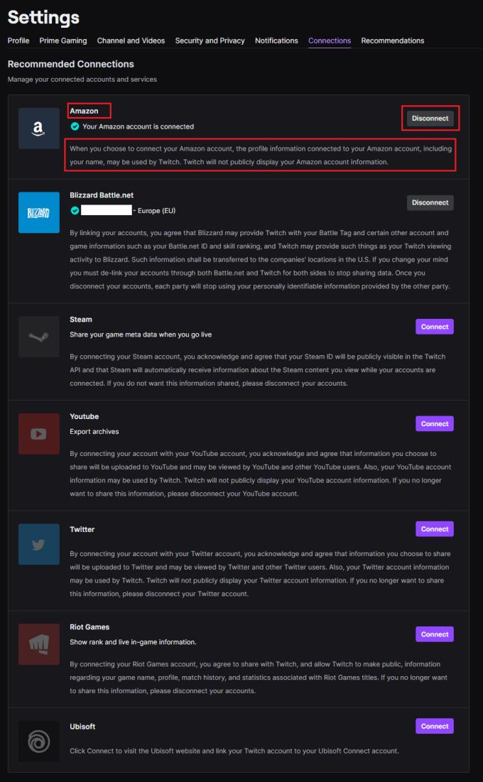 Twitch.tv：すべてのアカウント接続を確認する方法