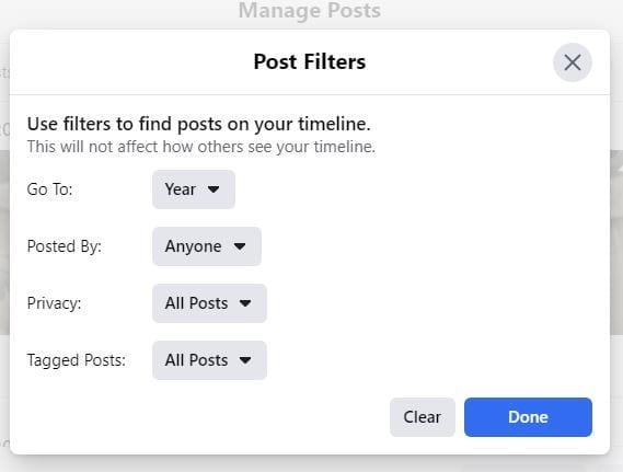 Facebook：投稿を一括削除する方法