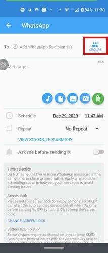 WhatsApp：後で休日のメッセージをプログラムする方法