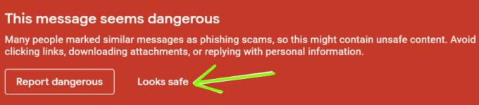 Gmail : ce message semble dangereux