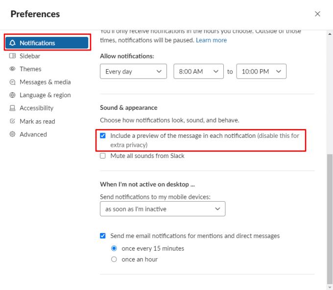 Slack: So blenden Sie Nachrichtenvorschauen in Benachrichtigungen aus